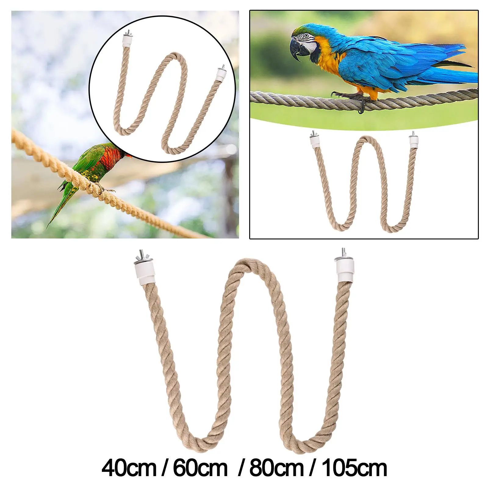 Corda Poleiro para Pássaros de Cânhamo de 40 cm com Encaixe na Gaiola - Imagem 4