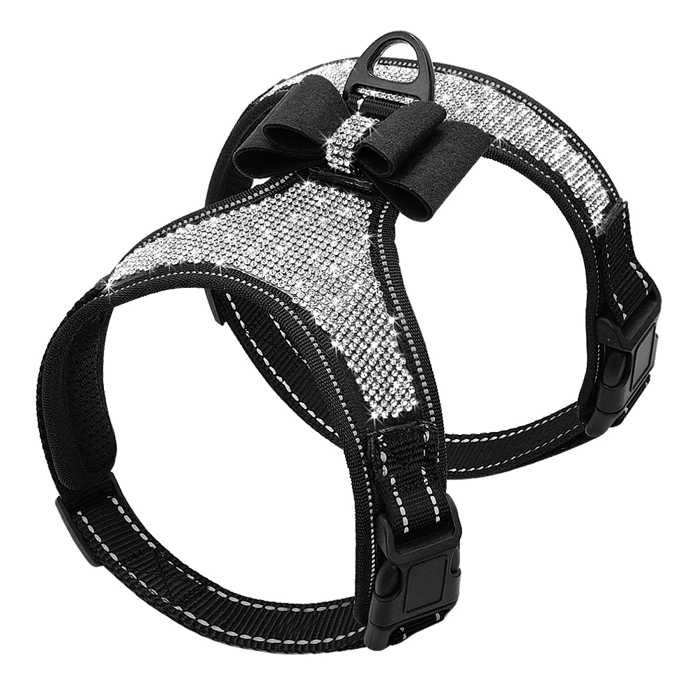 Coleira Peitoral para Cães Pequenos com Strass e Faixa Refletiva - Imagem 2