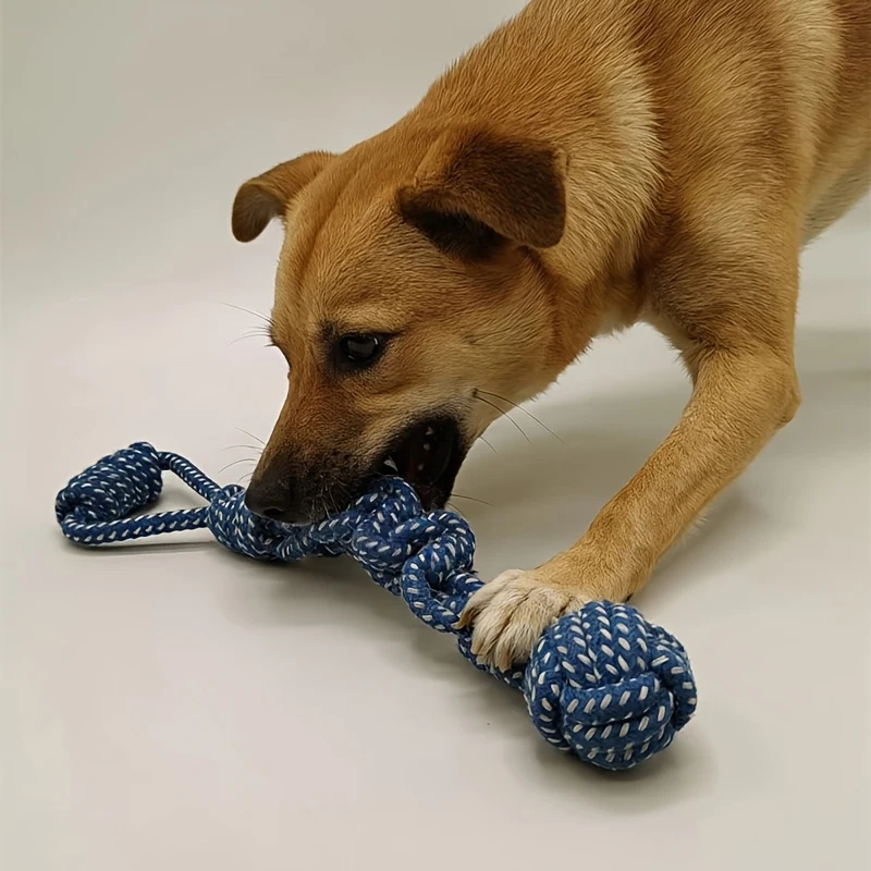 Brinquedo para Cães Bola de Corda de Algodão com Nó para Filhotes - Imagem 3