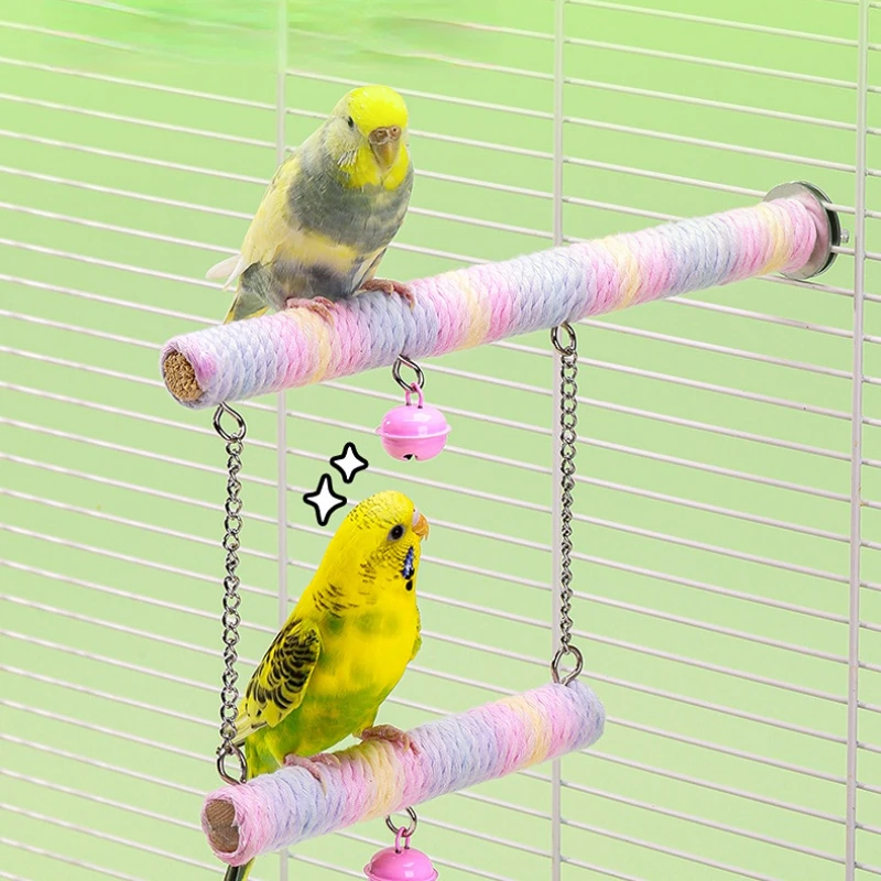 Balanço para Pássaros com Sino e Escada de Corda de Algodão - Image 2