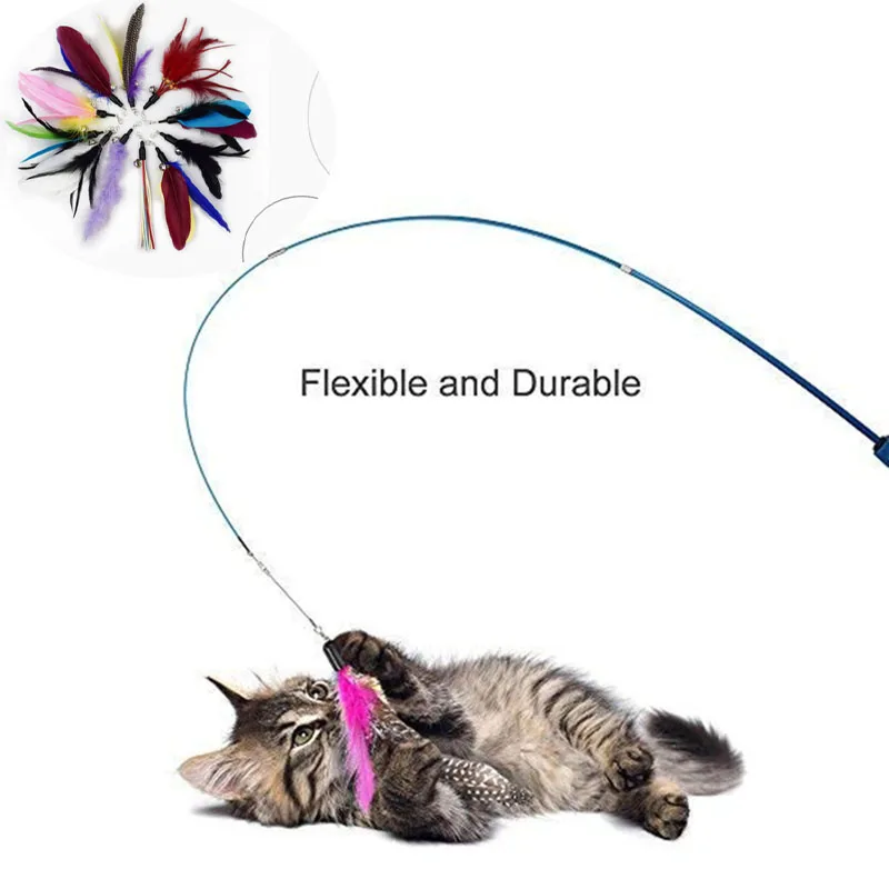 Brinquedo Varinha para Gatos Telescópica 85 cm com Pena Substituível - Imagem 3