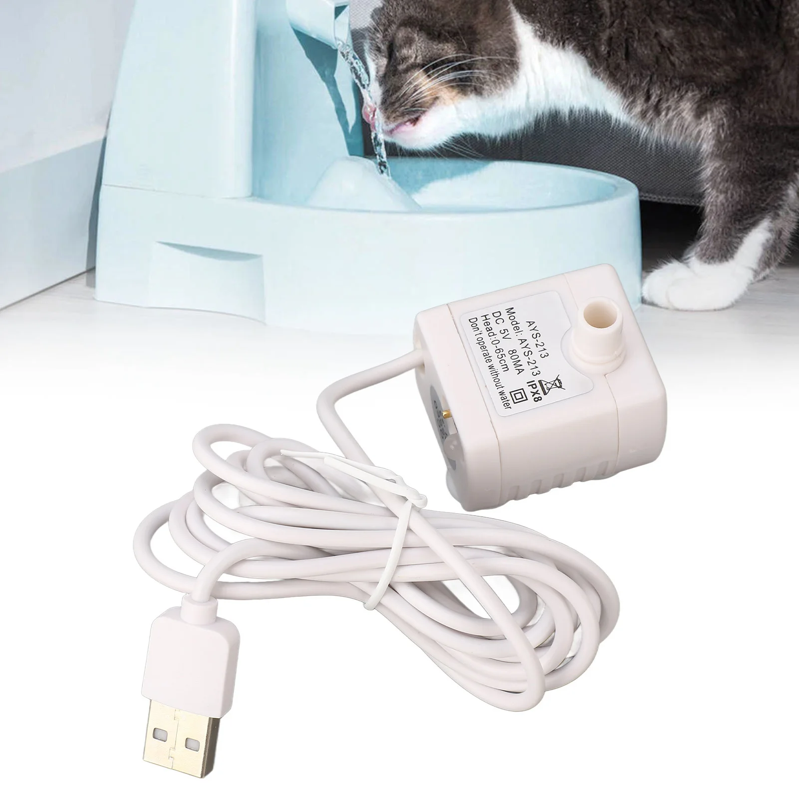 Bomba USB para Fonte de Água Pet 5V Ajustável com Ventosas - Imagem 3