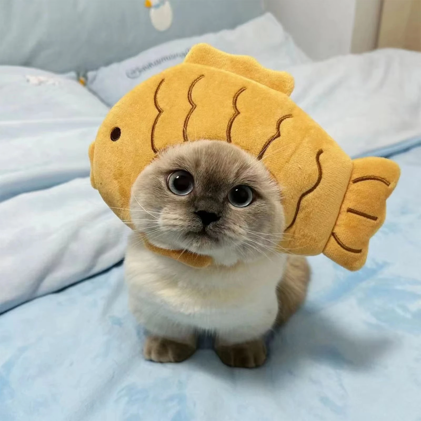 Chapéu de Gato de Pelúcia em Formato de Peixe Fofo para Fotos - Imagem 2