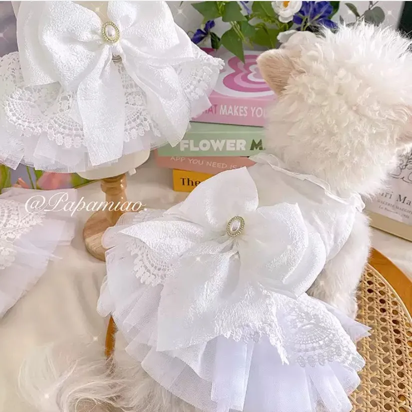 Vestido Princesa para Cães Pequenos Branco com Saia - Imagem 3