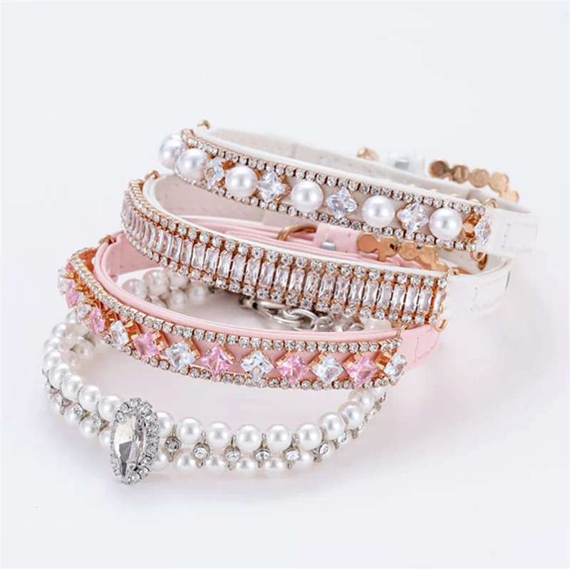 Coleira de Pérolas com Strass para Gatos e Cães Pequenos Ajustável - Imagem 4