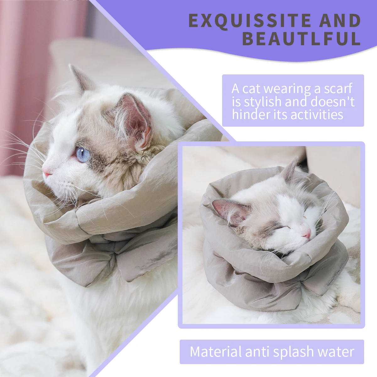 Coleira Lenço para Gatos Pós-Esterilização Impermeável - Imagem 2