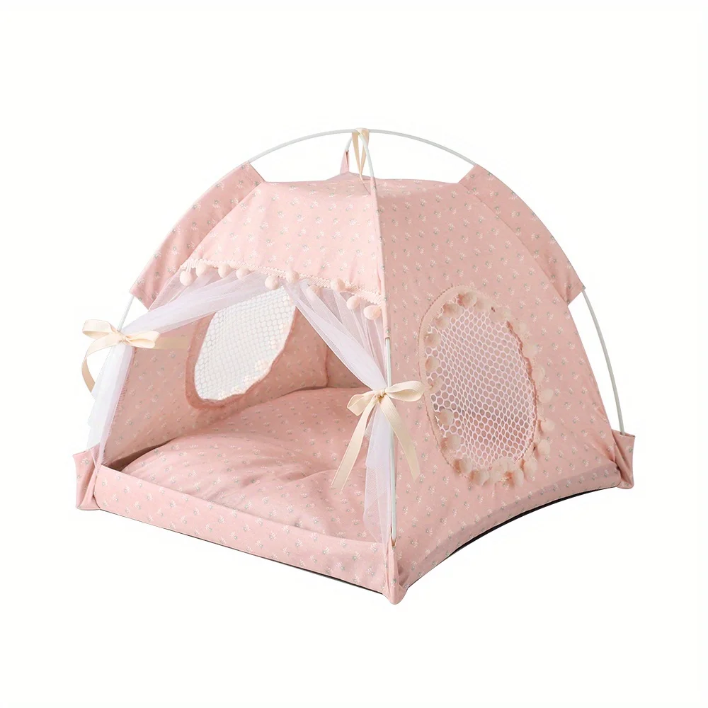 Tenda para Gatos e Cães Pequenos de Poliéster com Almofada Quente - Image 6