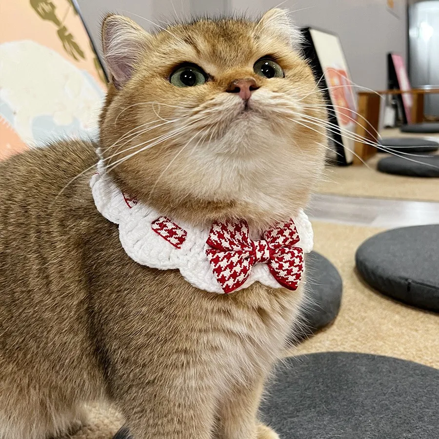 Coleira Babador Xadrez para Pets Pequenos Vermelha e Preta - Imagem 4
