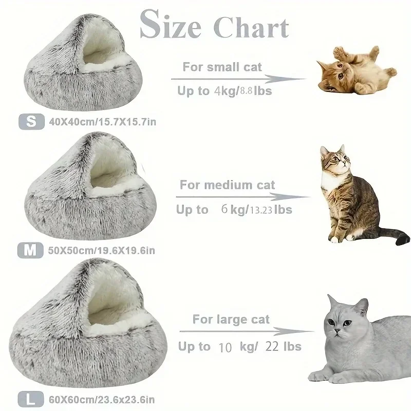Cama Toca para Gatos e Cães Pequenos de Pelúcia Lavável - Image 6