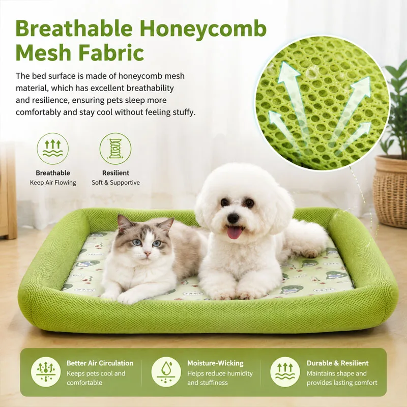 Cama Refrescante para Cães e Gatos de Malha 3D com Base Antiderrapante - Imagem 5