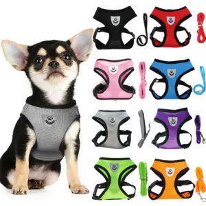 peitoral para cães e gatos de malha respirável
