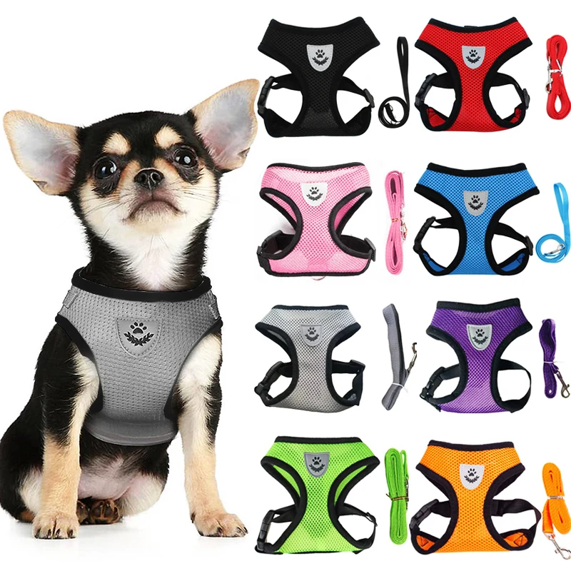 peitoral para cães e gatos de malha respirável