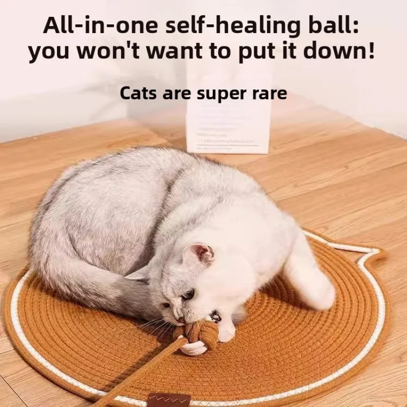 Tapete Arranhador para Gatos de Algodão com Bola para Brincar - Imagem 4