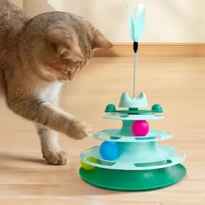 torre de brinquedo para gatos com bolas