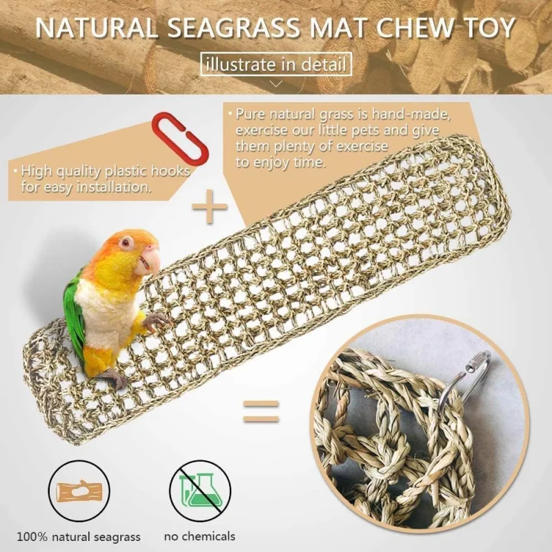 Tapete de Seagrass para Pássaros e Papagaios com Escada de Corda - Imagem 2