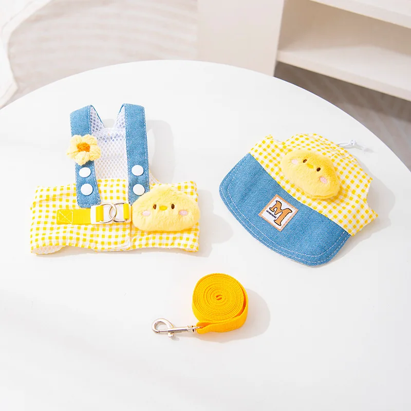 Coleira e Chapéu Xadrez para Cães e Gatos Pequenos Ajustável para Passeio - Imagem 5