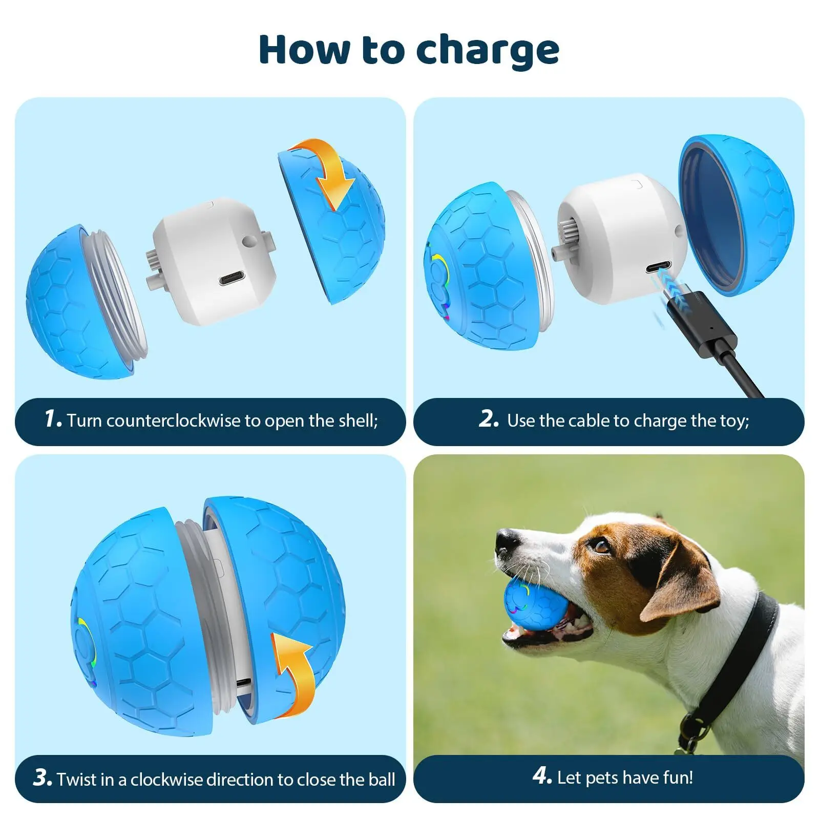 Bola Interativa para Cães e Gatos USB Recarregável com Luzes LED - Imagem 6