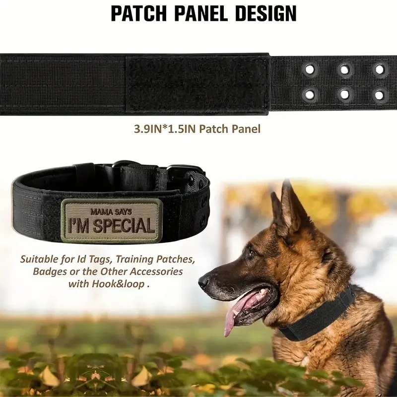 Coleira Tática para Cães Grandes de Nylon 1000D com Fivela Ajustável - Imagem 4
