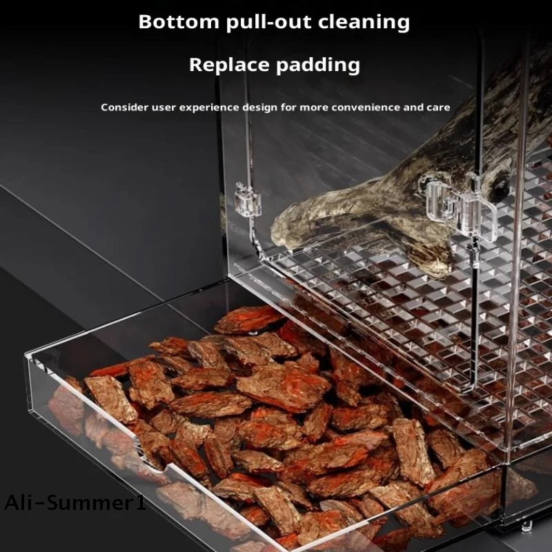 Terrário para Répteis de Acrílico Transparente Empilhável com Tampa Deslizante - Imagem 4