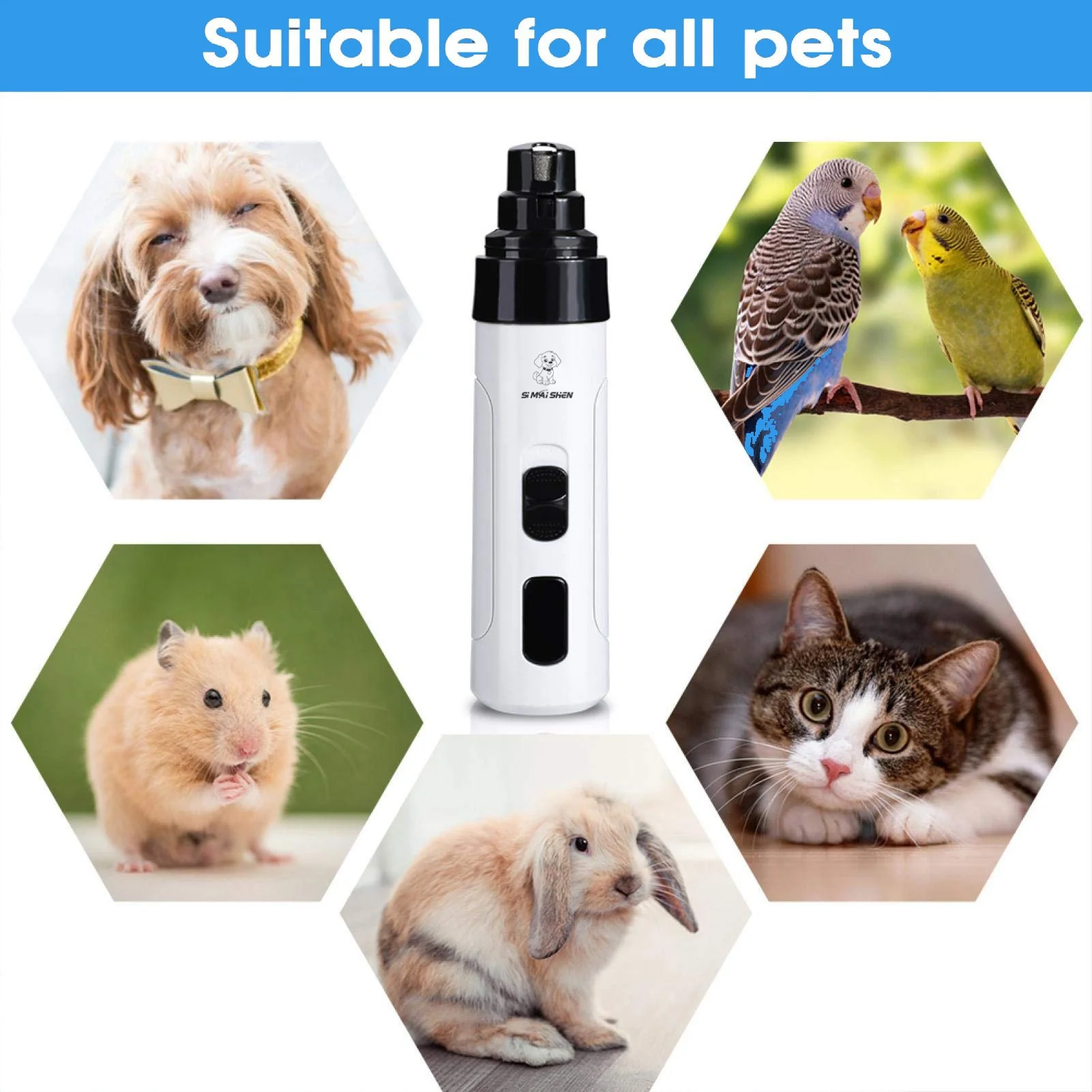 Moedor de Unhas para Cães e Gatos Recarregável USB Baixo Ruído - Imagem 5