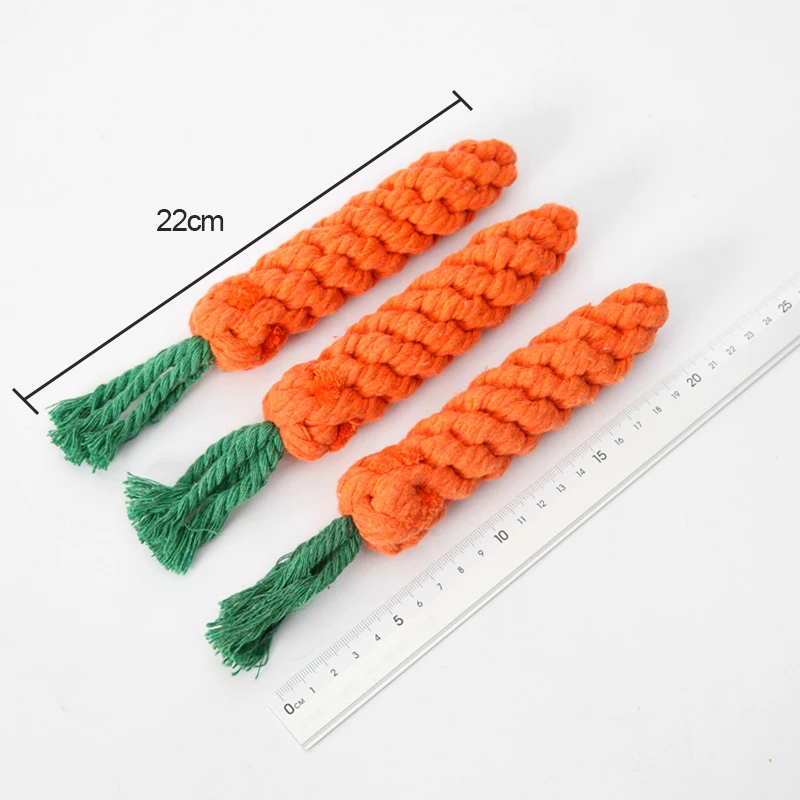 Brinquedo de Corda para Cães com Cenoura de Algodão 22 cm Resistente à Mordida - Image 6