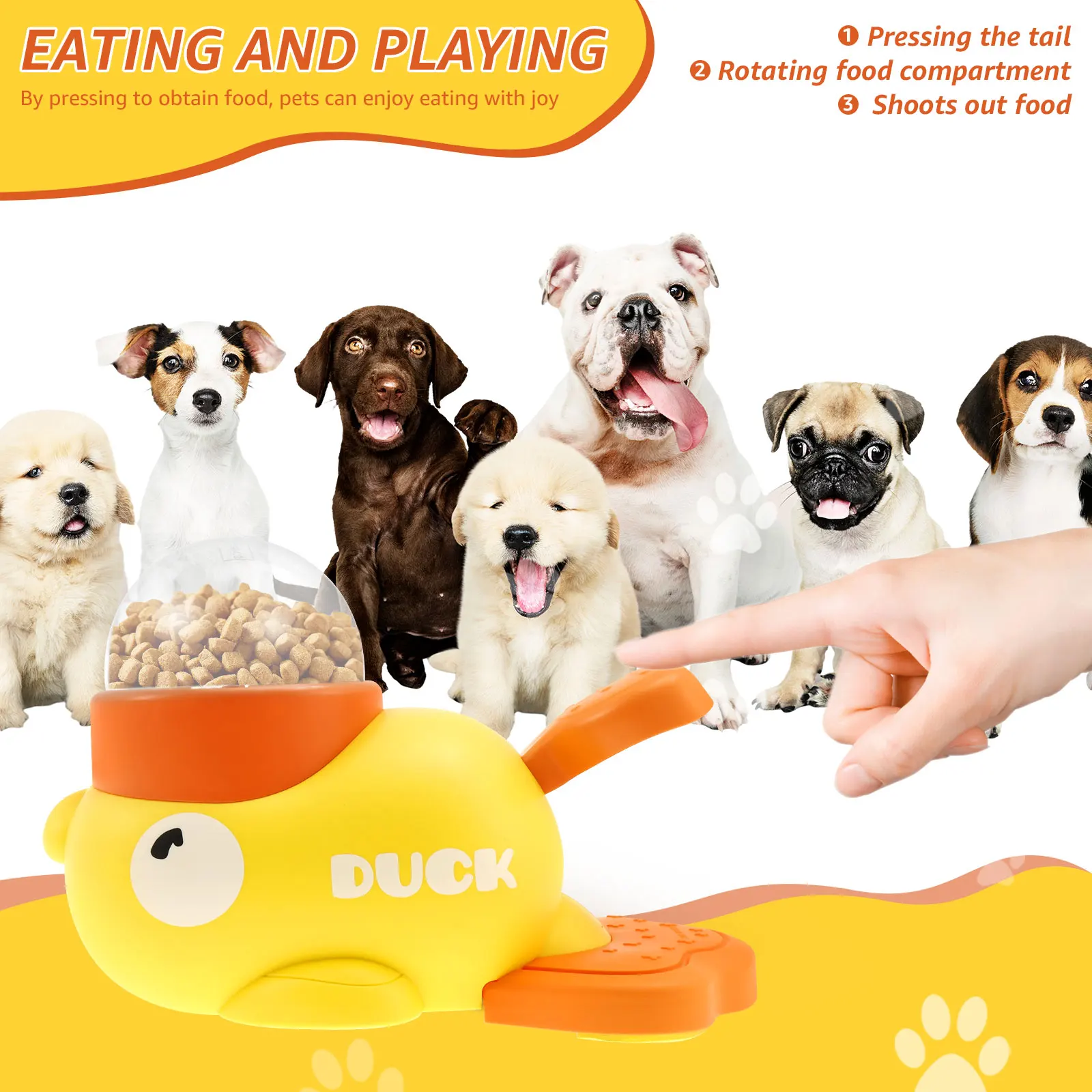 Alimentador Lento para Cães Formato Pato Lavável com 3 Saídas de Comida - Imagem 4