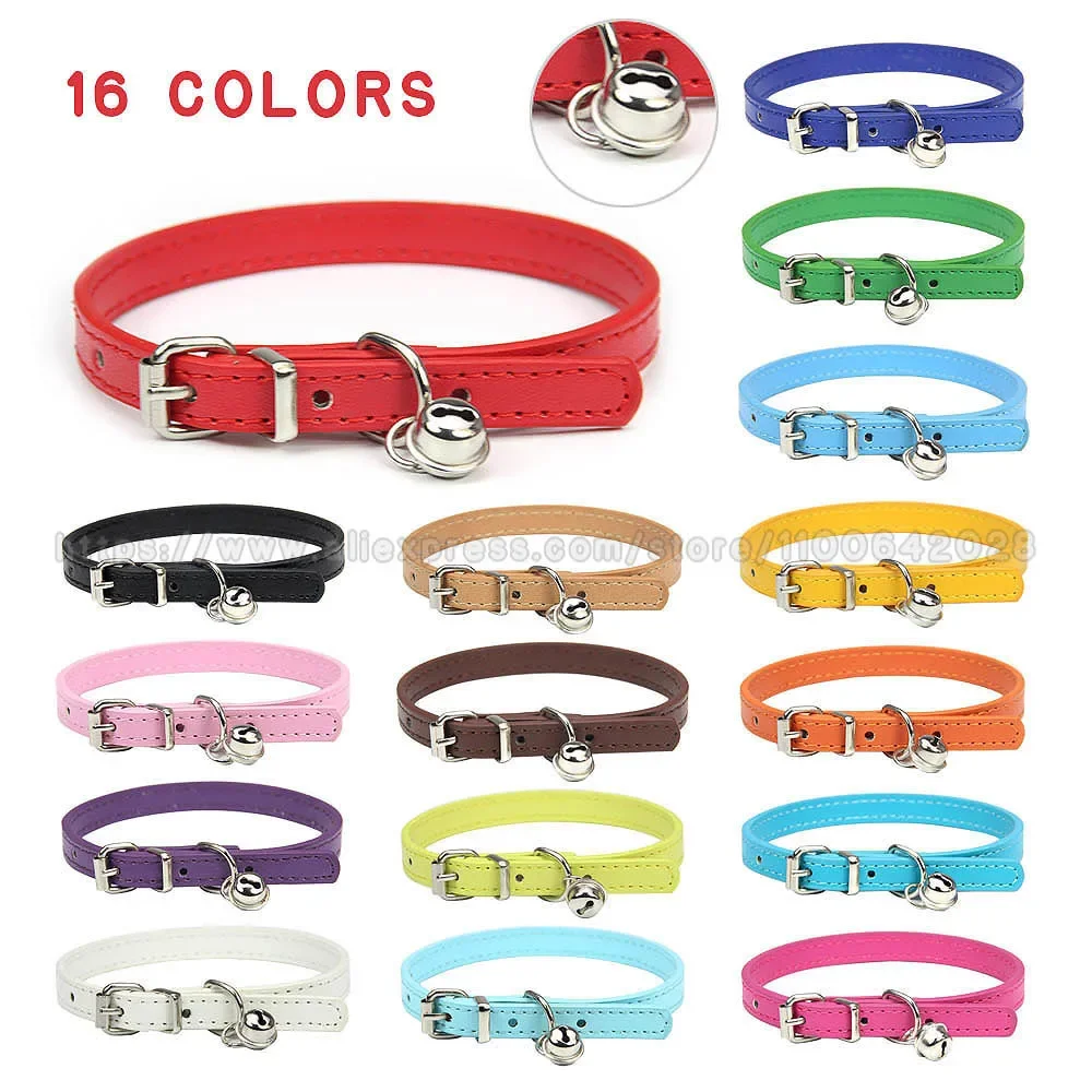 Coleira para Gatos e Cães Pequenos de Couro PU com Sino Ajustável - Imagem 2