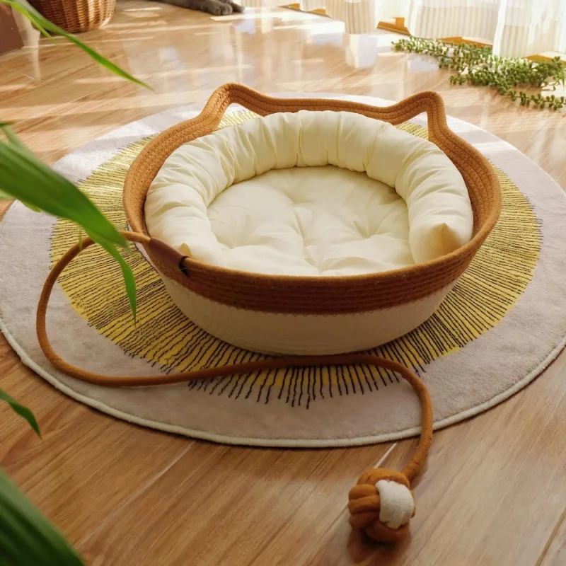 Cama para Gatos de Papel Trançado com Almofada Removível Lavável - Image 2