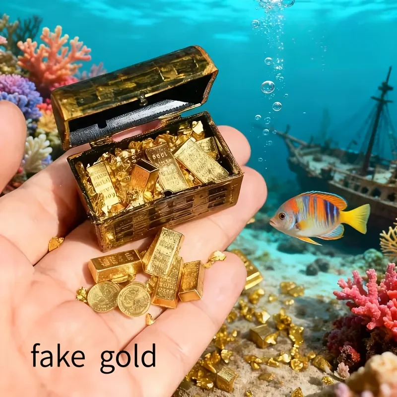 mini baú pirata para aquário