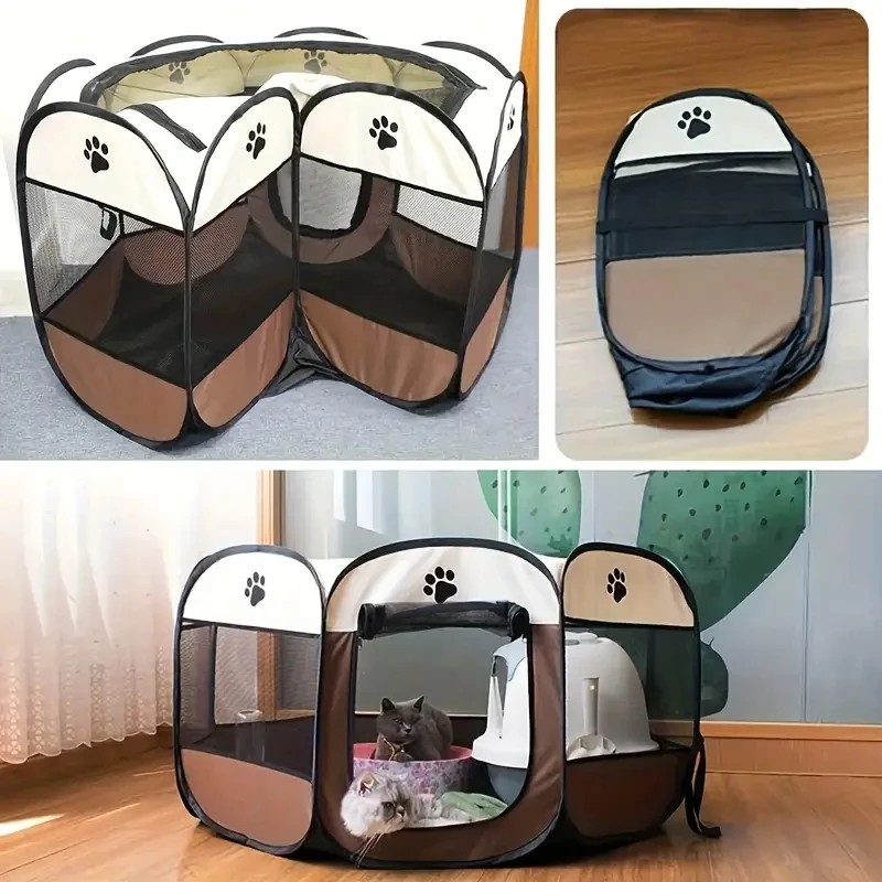 Cercado Octogonal para Gatos Tenda Dobrável de Tecido Oxford Impermeável - Imagem 6
