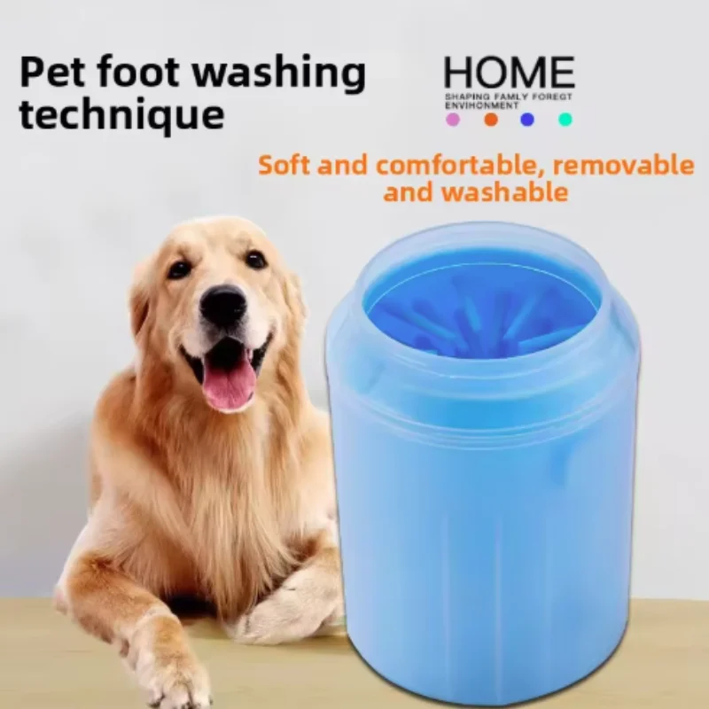 Limpador de Patas para Cães de Silicone Macio com Balde para Toalha - Imagem 2