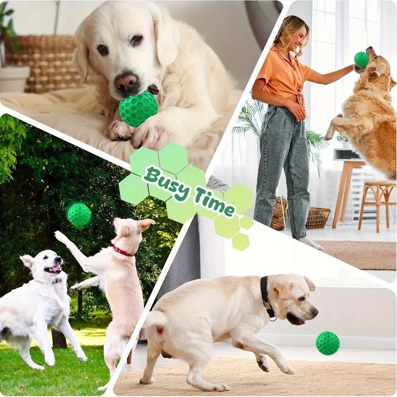 Brinquedo Bola Hexagonal para Cães de Borracha Natural com Som - Imagem 4