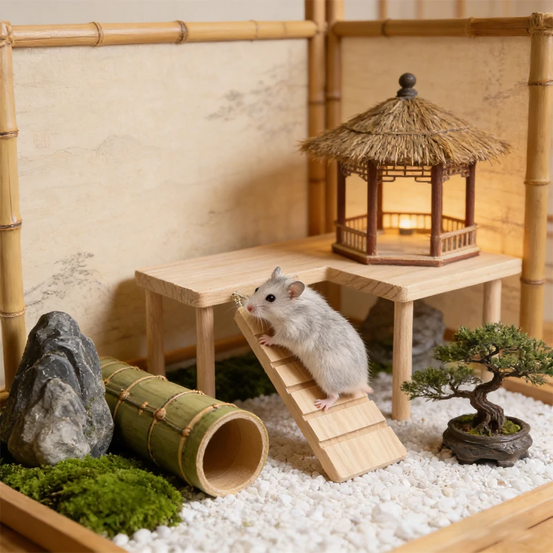 Plataforma de Madeira para Hamster com 2 Níveis e Escadas - Image 5