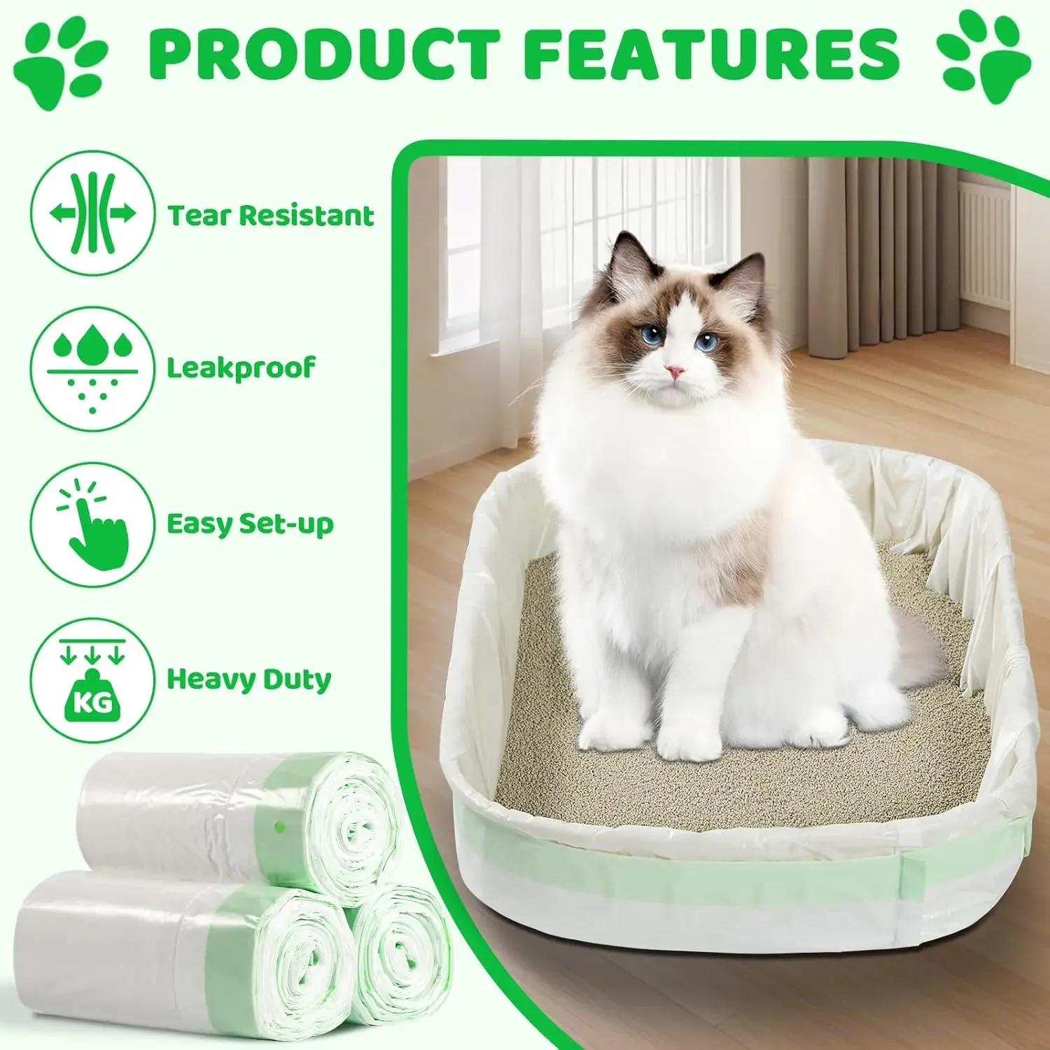 Saco de Lixo para Caixa de Areia de Gatos com Cordão 37x18 pol. - Imagem 6