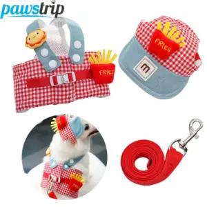conjunto arnês para cães com guia e chapéu