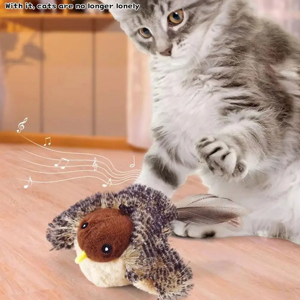Brinquedo para Gato Pássaro Interativo de Pelúcia com Bateria Recarregável USB - Imagem 4