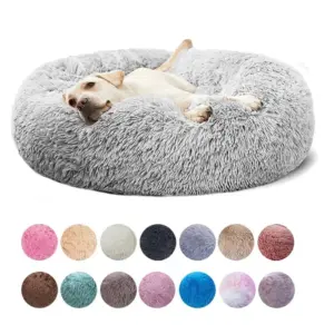 cama donut de pelúcia lavável para cães e gatos