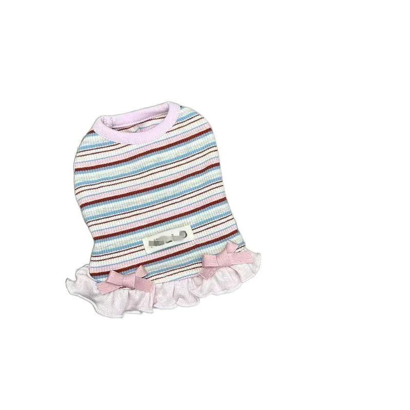 Vestido Listrado para Cães com Laço para Cães Pequenos - Image 5