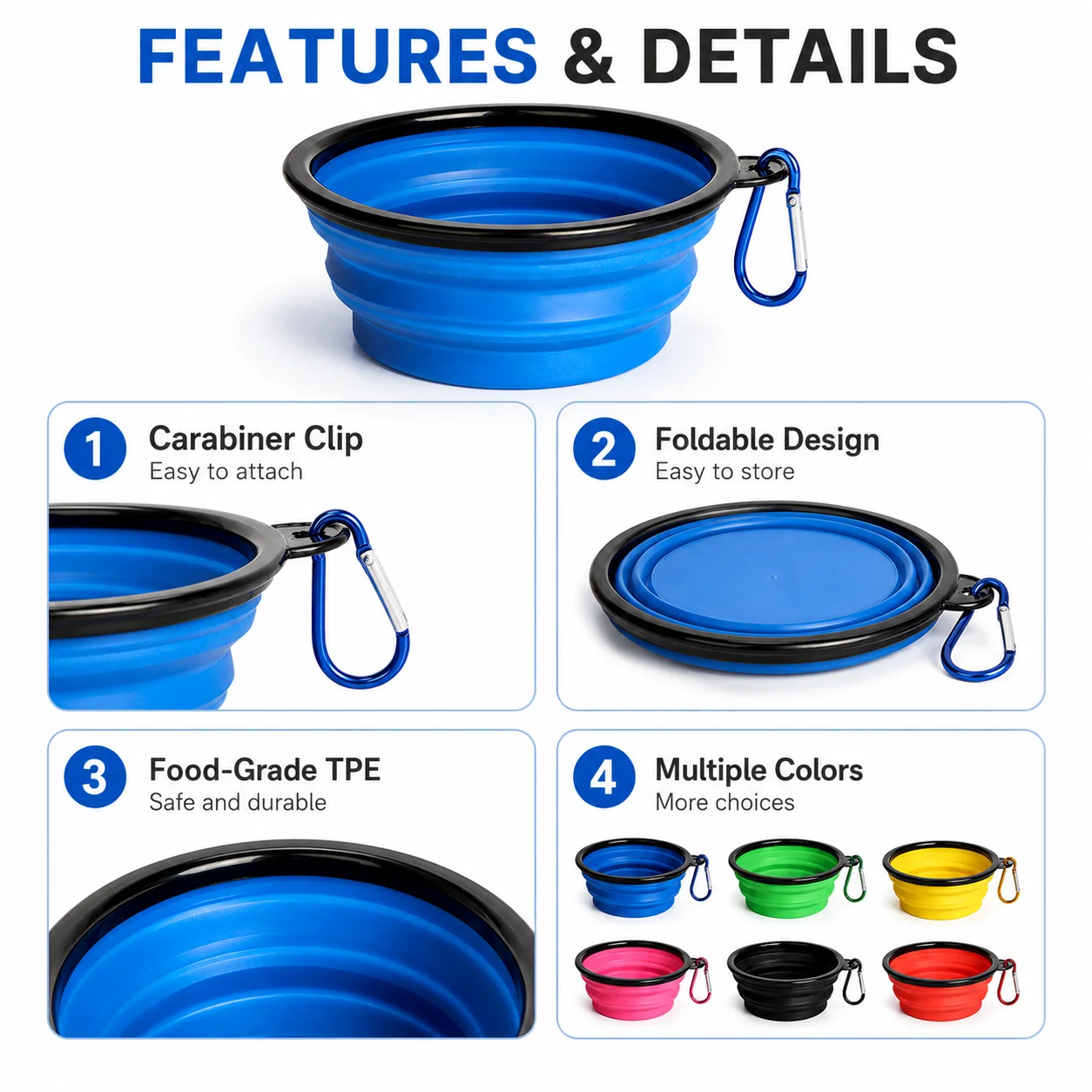 Tigela Dupla de Silicone Dobrável para Cães e Gatos Viagem - Image 4