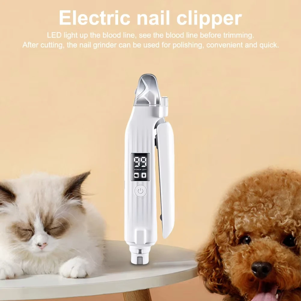 Aparador e Moedor de Unhas Elétrico para Cães e Gatos com LED e USB - Imagem 5