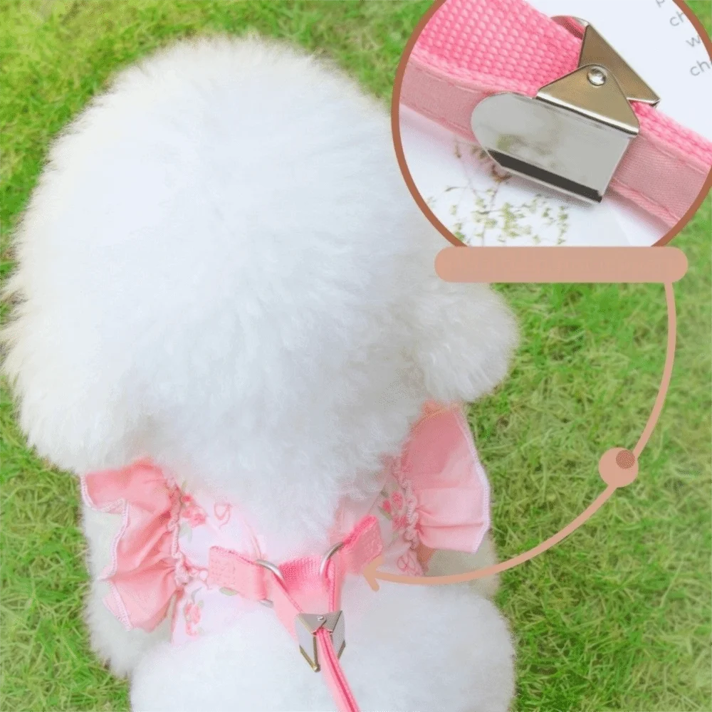 Coleira e Guia para Cães com Estampa Floral, Ajustável - Imagem 6
