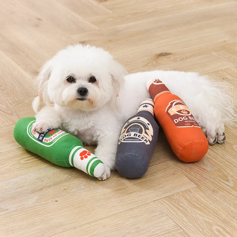 Brinquedo Garrafa de Cerveja para Cães de Pelúcia Resistente a Mordidas - Imagem 4