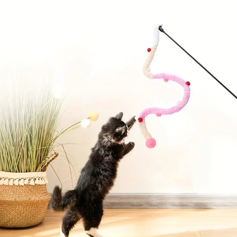 Brinquedo Varinha para Gatos de Pelúcia Macia com Sino 40 cm - Imagem 3