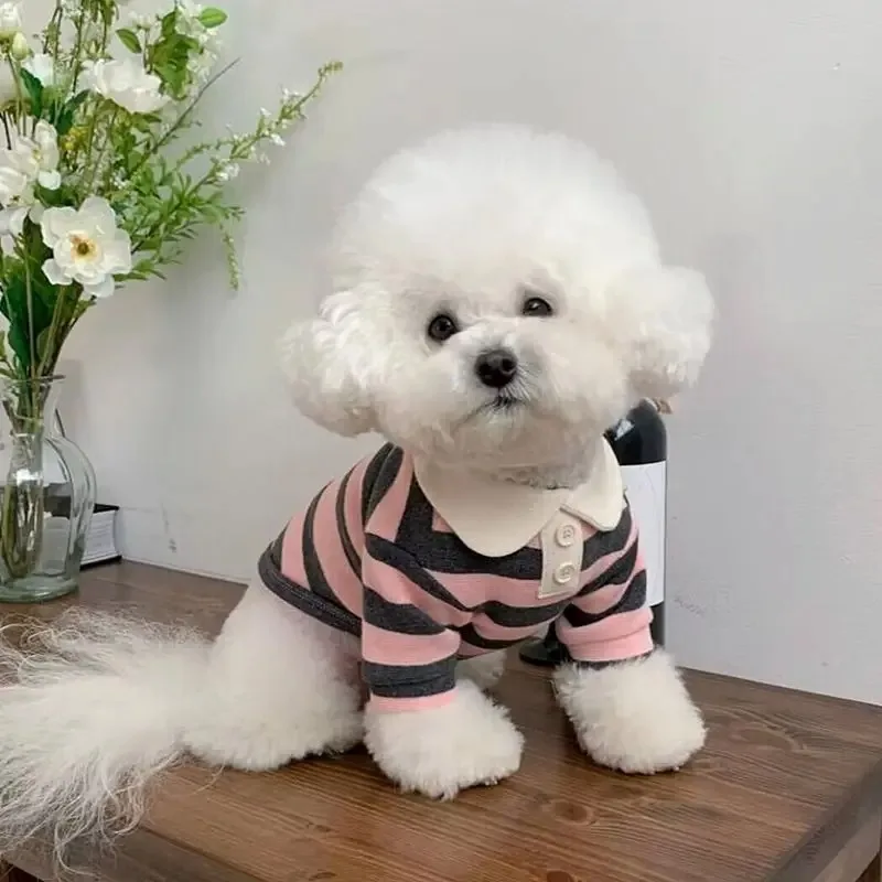 Camisa Polo Listrada para Cães de Algodão para Cães Pequenos e Médios - Imagem 3