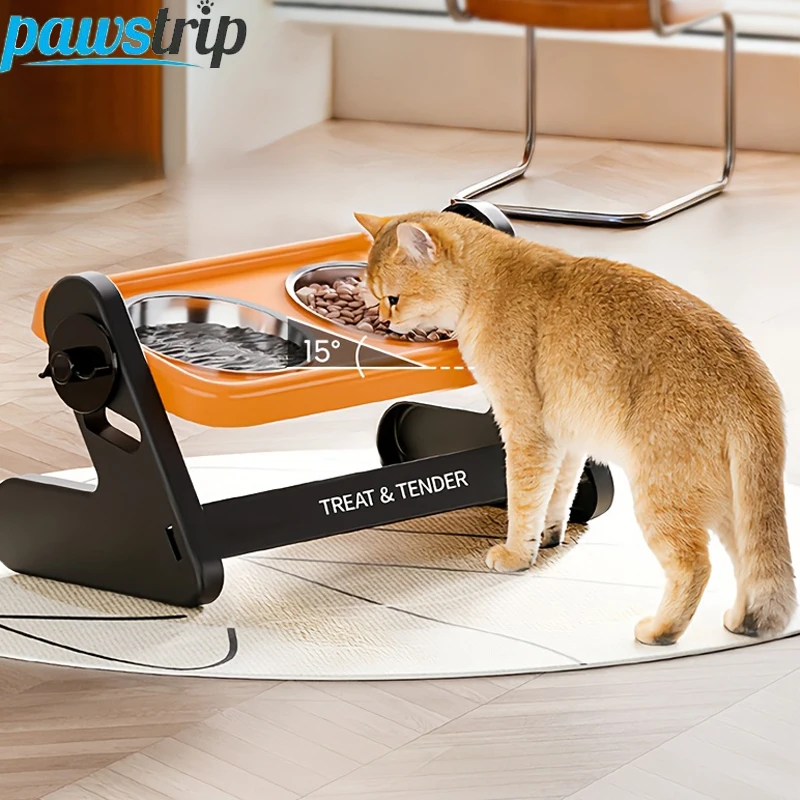 tigela elevada para gatos com suporte ajustável