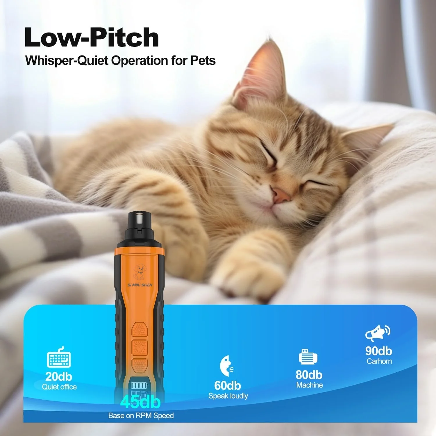 Lixadeira de Unhas para Cães e Gatos Recarregável USB com LED - Image 6