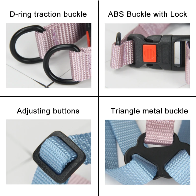 Arnês e Guia para Cães Pequenos e Médios Ajustável de Nylon - Imagem 3