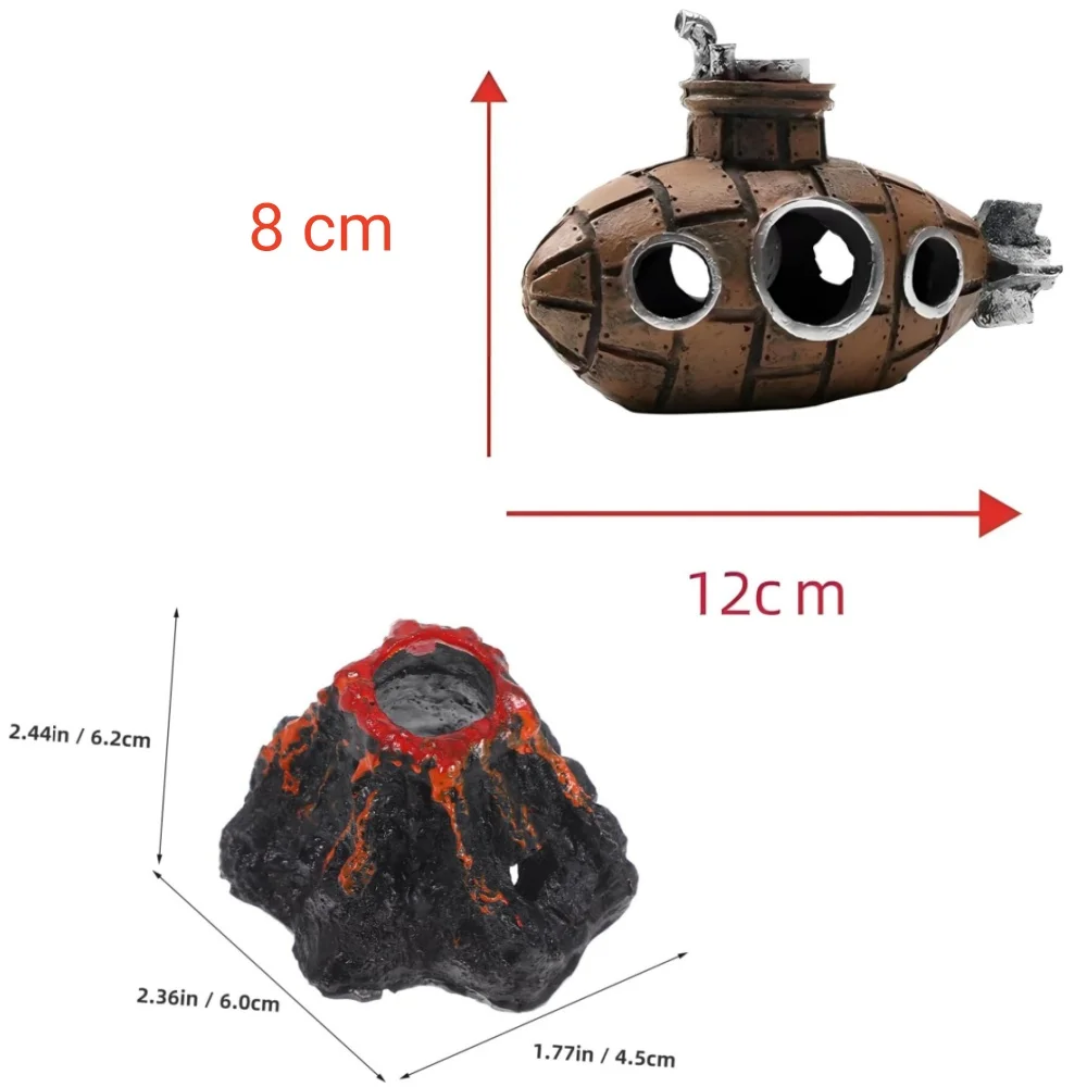 Decoração para Aquário Submarino e Vulcão com Bolhas para Peixes - Imagem 6