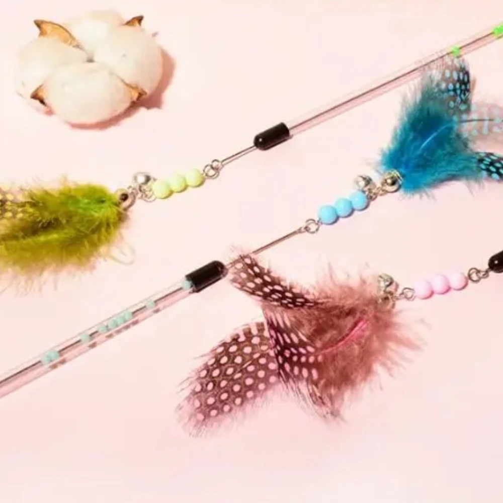 Brinquedo para Gatos com Penas Bastão Retrátil Interativo - Imagem 4