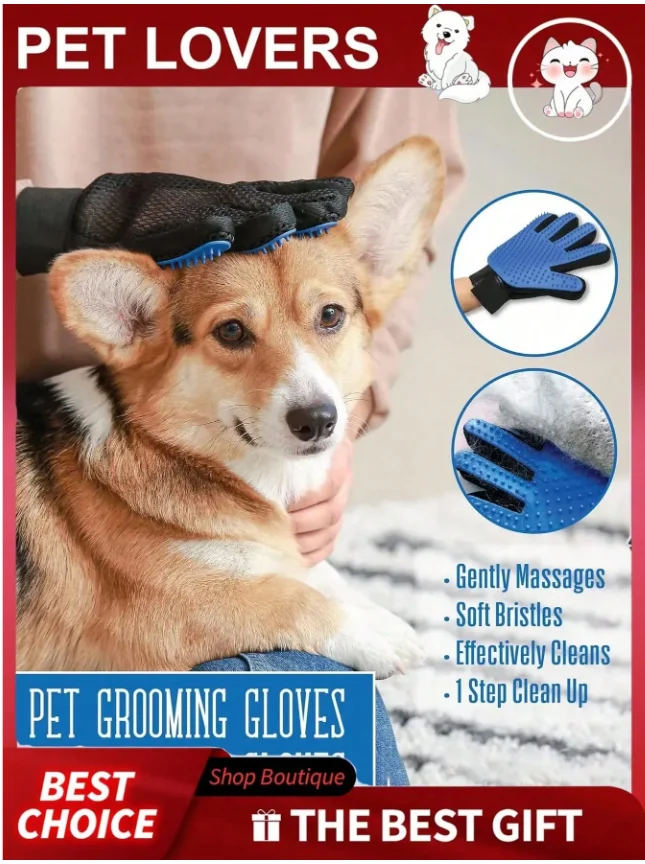 Kit de Higiene para Cães e Gatos: Luva Removedora de Pelos + Escova de Banho - Imagem 5